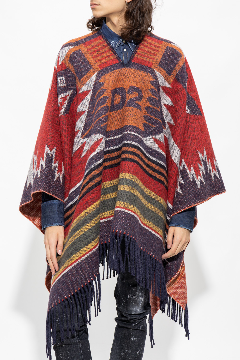 Multicolour Poncho with logo Dsquared2